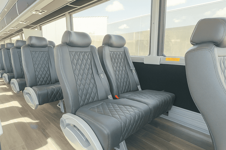 interior of Southfield Minibus Company charter bus