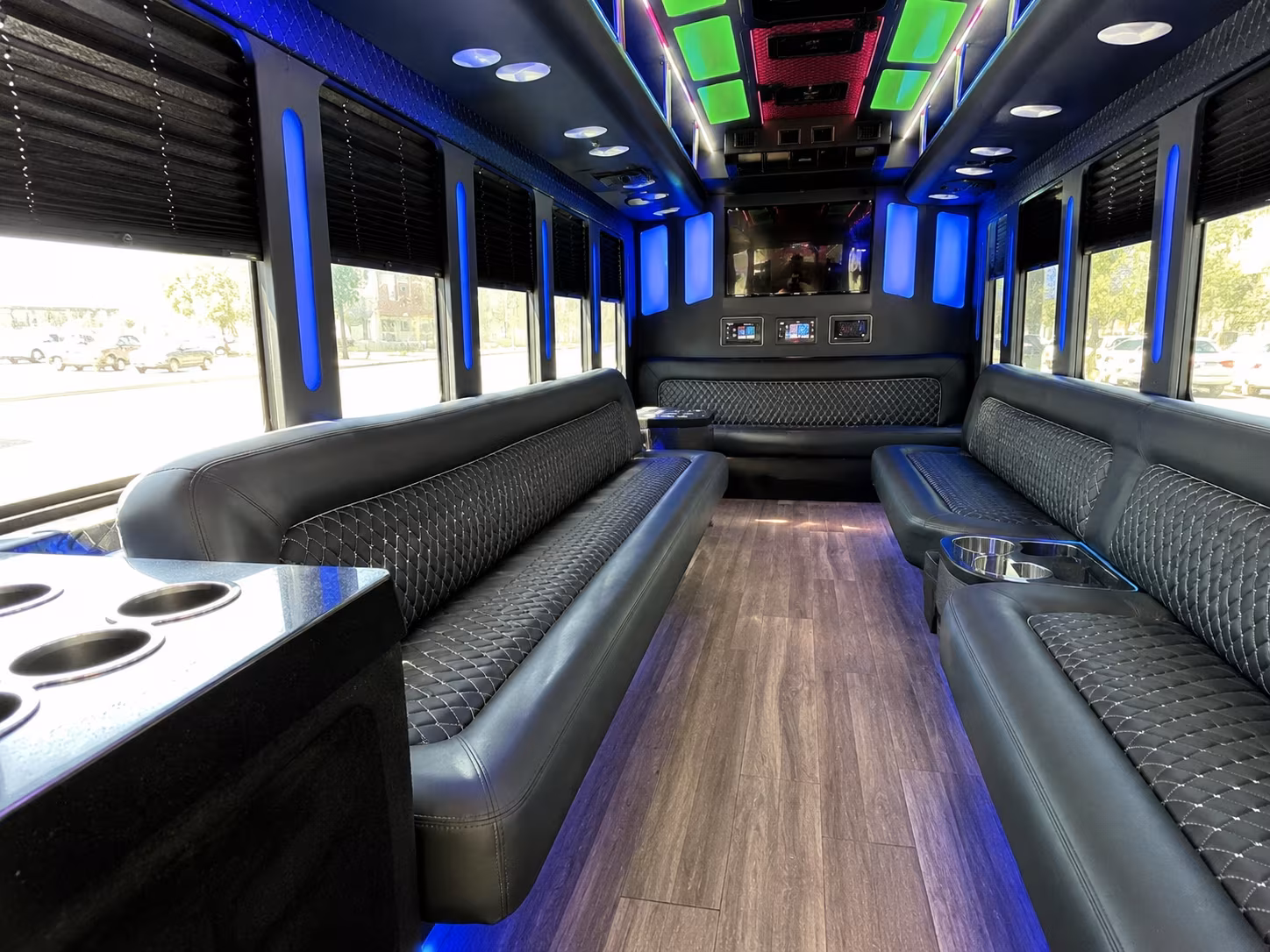 southfield 15 passenger party bus inside