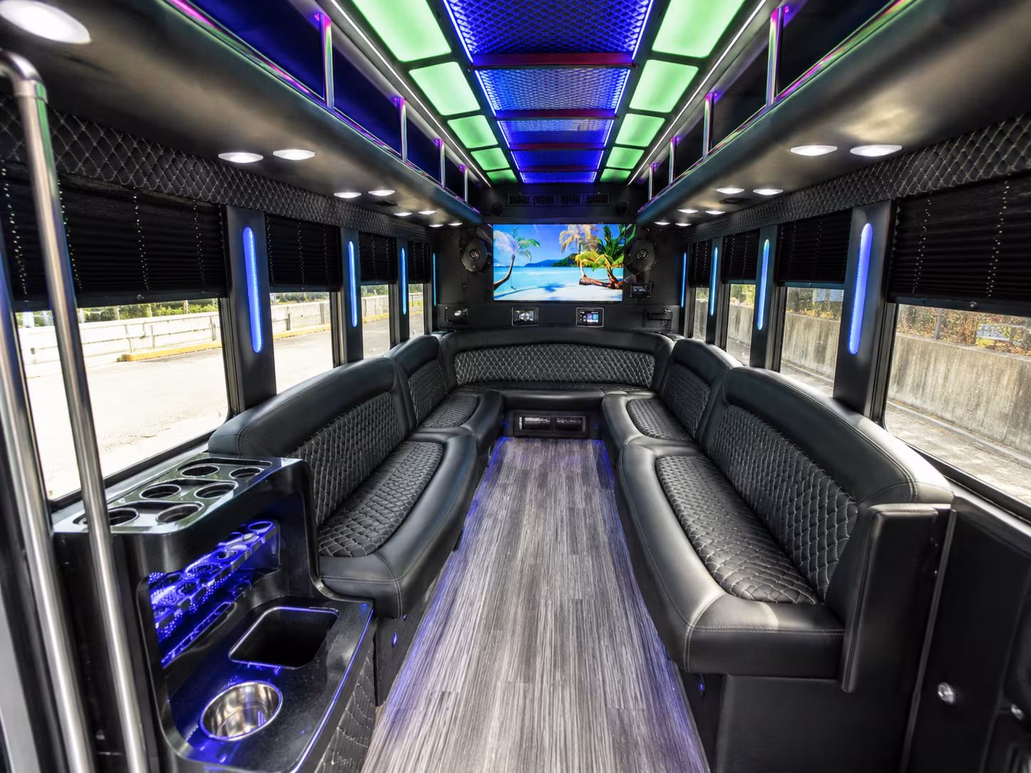 southfield 18 passenger party bus inside