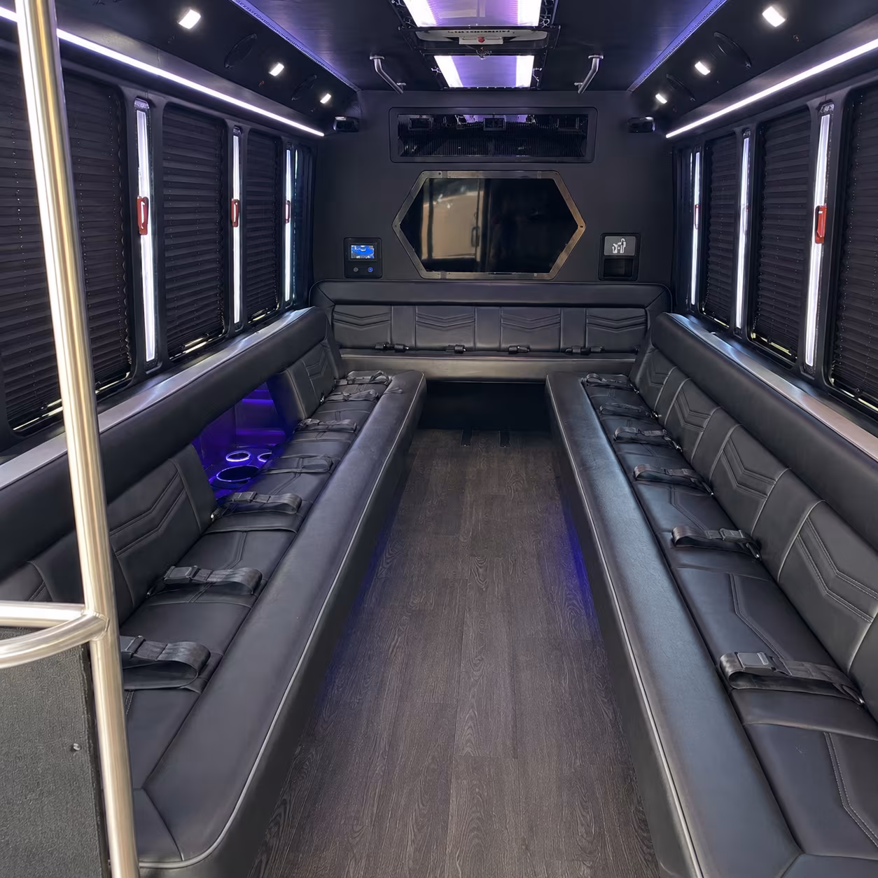 southfield 18 passenger party bus interior