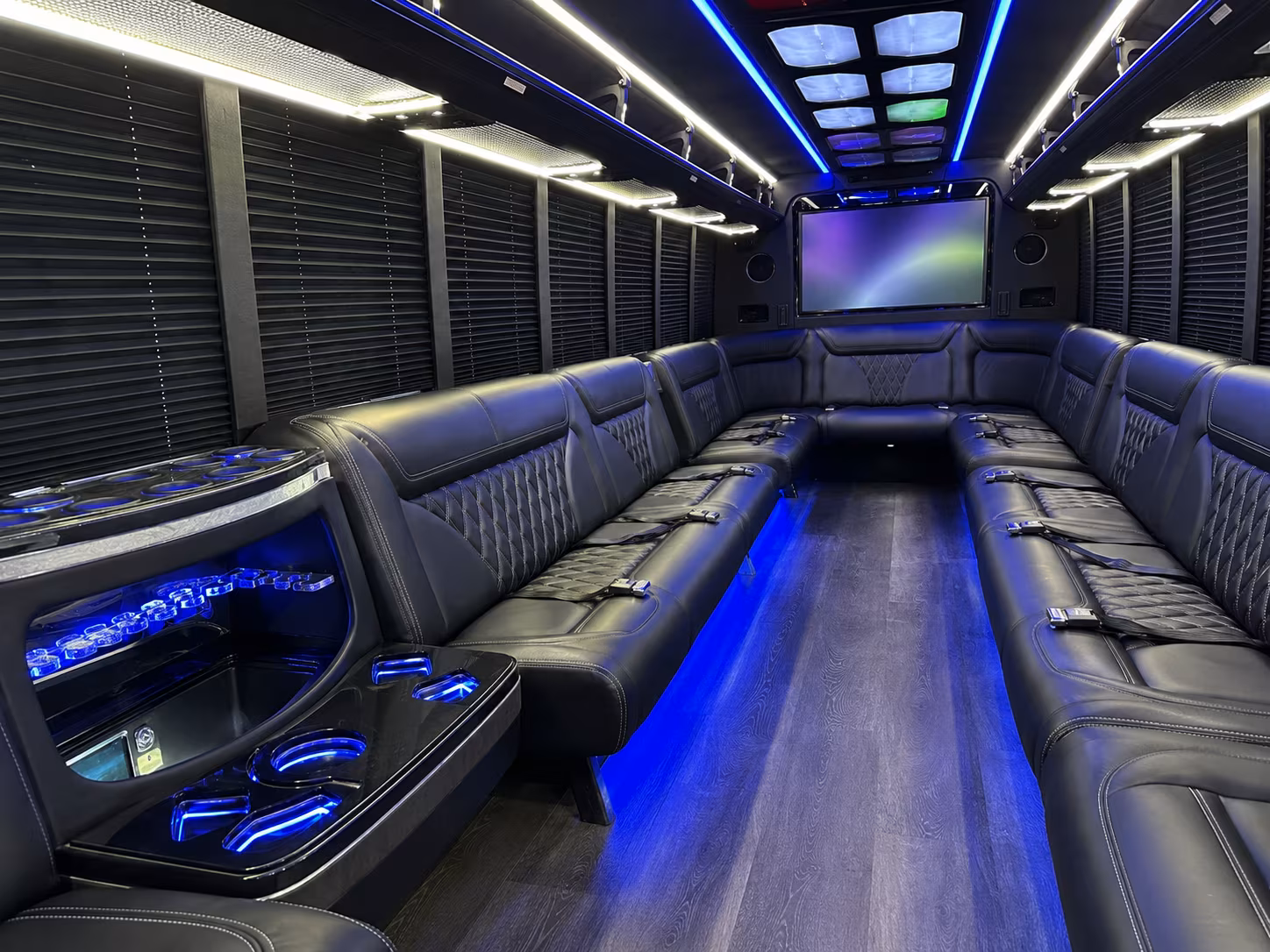 southfield 20 passenger party bus inside