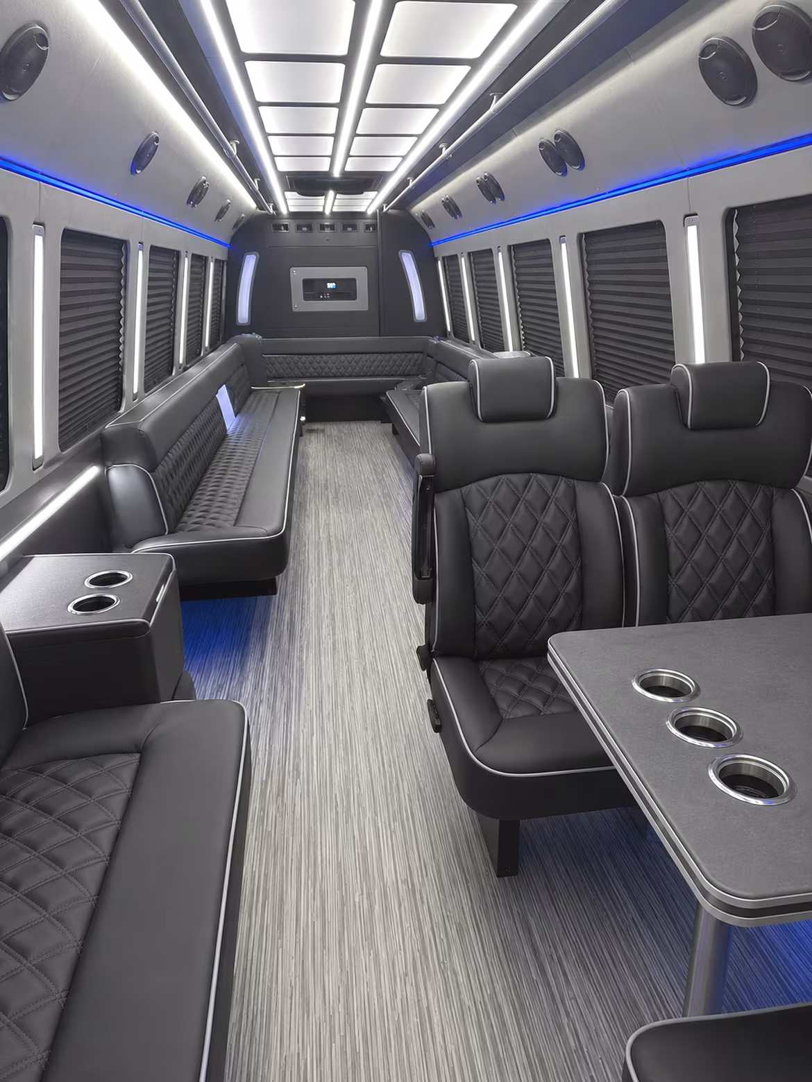 southfield 25 passenger party bus inside