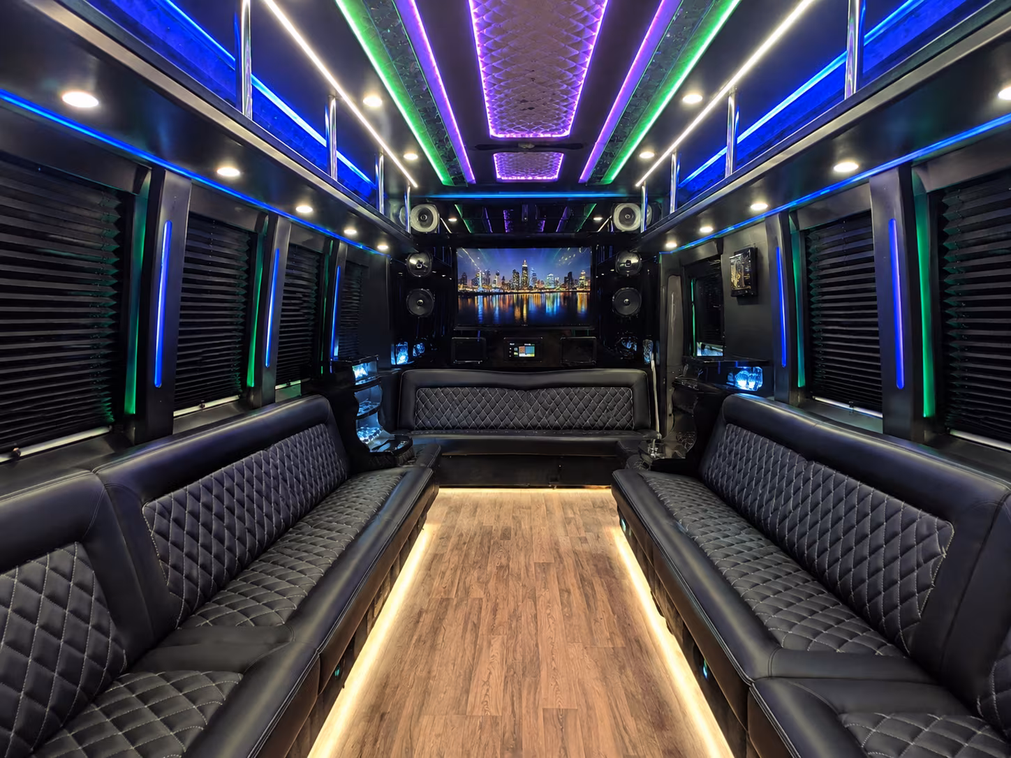 southfield 25 passenger party bus interior