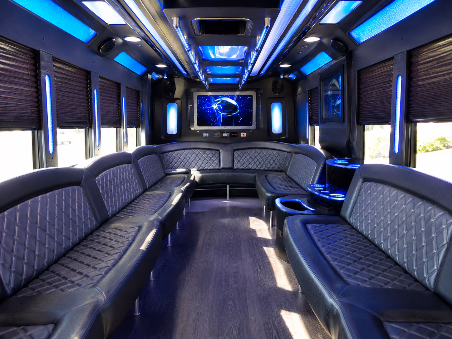 southfield 28 passenger party bus inside