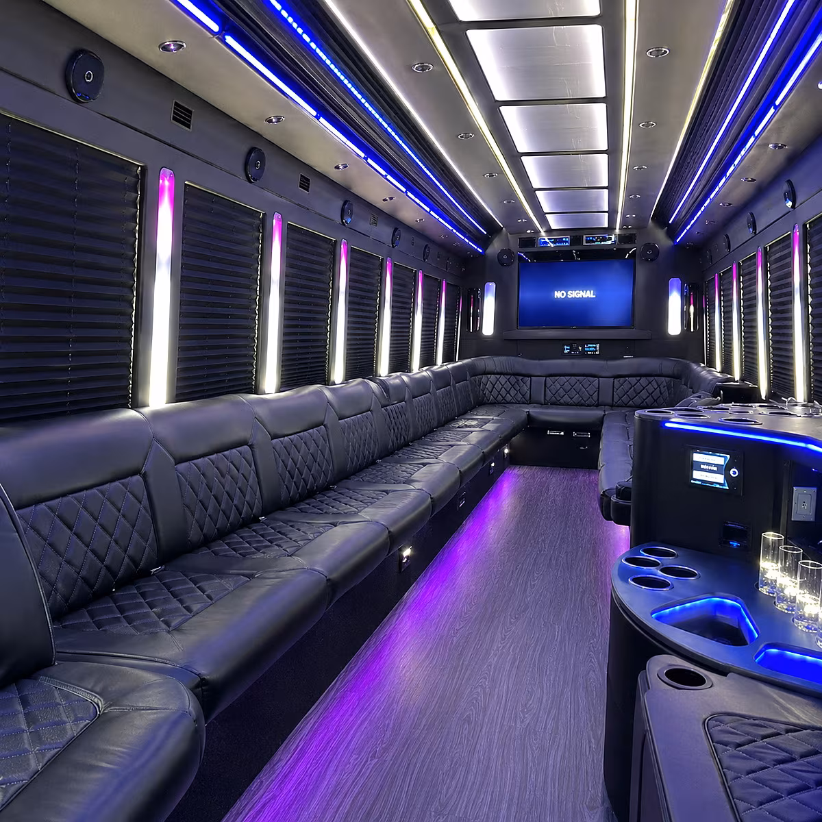 southfield 30 passenger party bus inside
