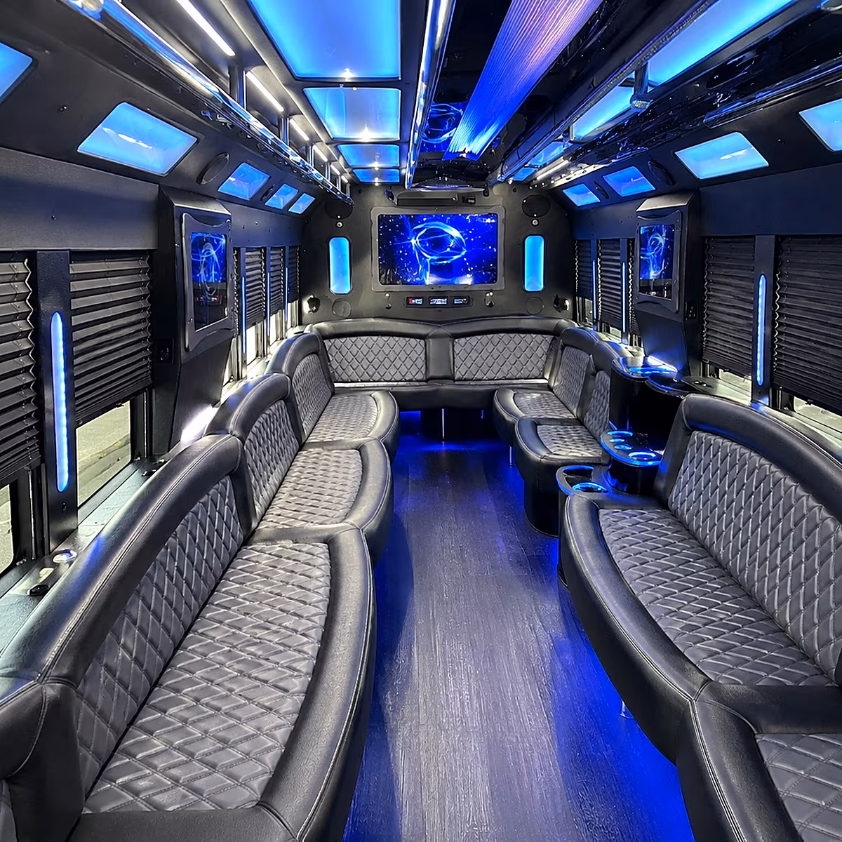 southfield 50 passenger party bus interior